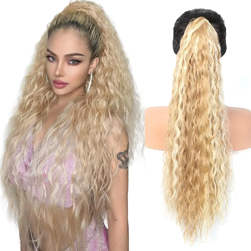 Ponytail Hair Extension Long Curly Wavy Hair Extensions Fake Ponytail Synthetic Heat Resistant Hair Pieces for Women