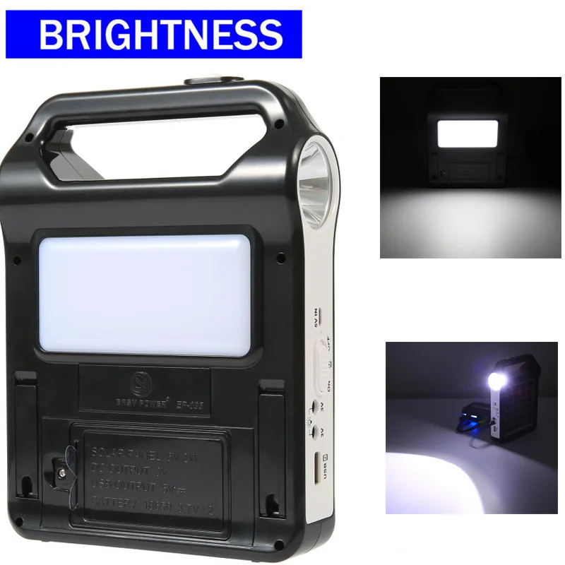 Portable Solar Rechargeable LED Lantern with Lithium Battery USB Charger with Lamp Lighting Rechargeable Solar Panel Power Stora