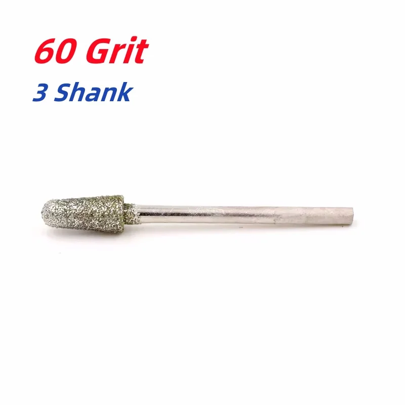 

60 Grit Grinding Head Bullet Coated Mounted Bit Burr For Stone Dremel Rotary Tool 3mm Shank