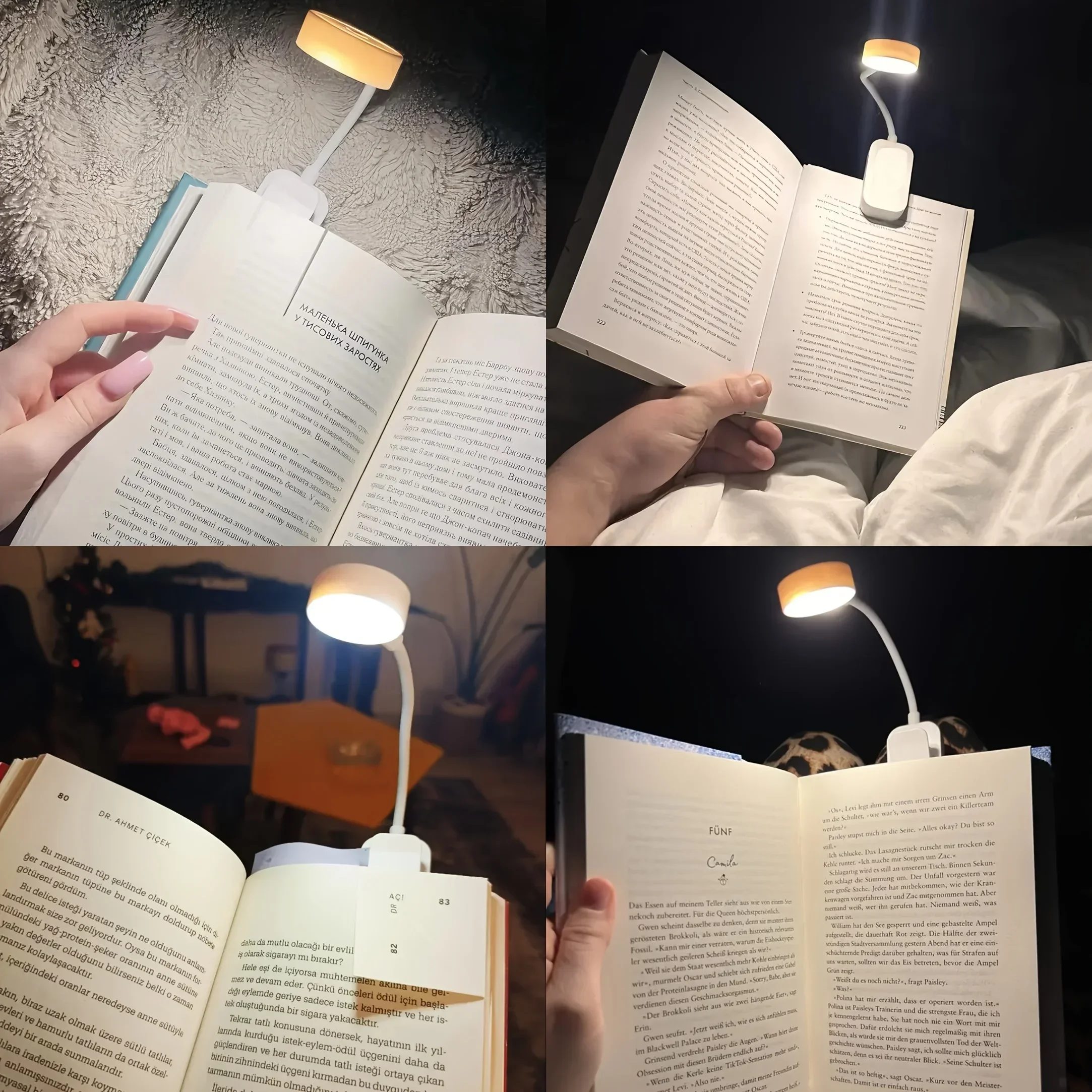 1 Stück USB-Lade-Leselampe mit 3 Farbmodi, Augenschutz-LED, Tragbares Buch-Nachtlicht, Büro- und Lernzubehör – Detail 3
