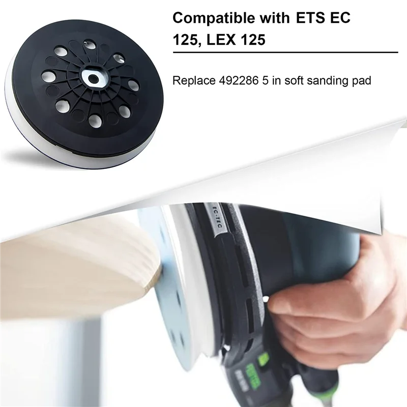 Lixadeira de substituição, D125, compatível com Festool ETS EC 125, LEX 125 EQ Sande, 8 furos, 5"