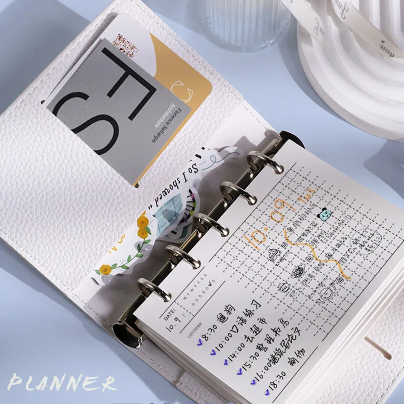 M5 97mmx122mm Size Binder Cover Loose Leaf Journal 40 Sheets Pages Elastic Strap Pocket Notebook For Daily Note Taking