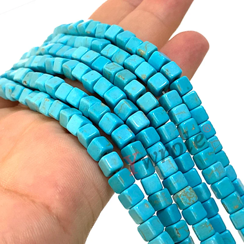 5x5mm Square Blue Howlite Turquoise Loose Spacer Stone Beads For Jewelry Making DIY Bracelet Handmade Accessories 15''