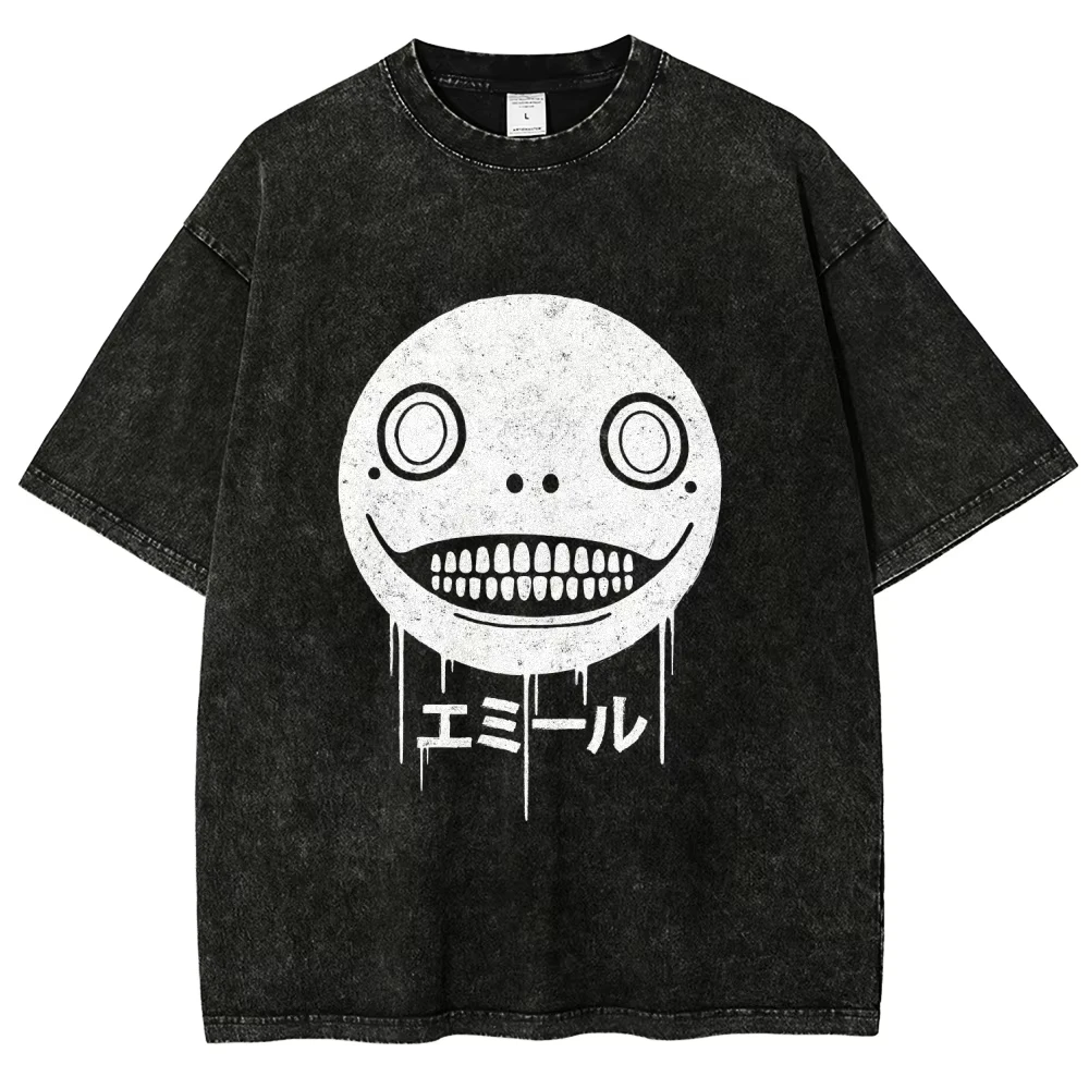 Nier Automata Washed Graphic T-Shirt 2026 Neues Modell Unisex Persönlichkeit Ganzjährig Streetwear Baumwoll-Oberteil – Detail 7