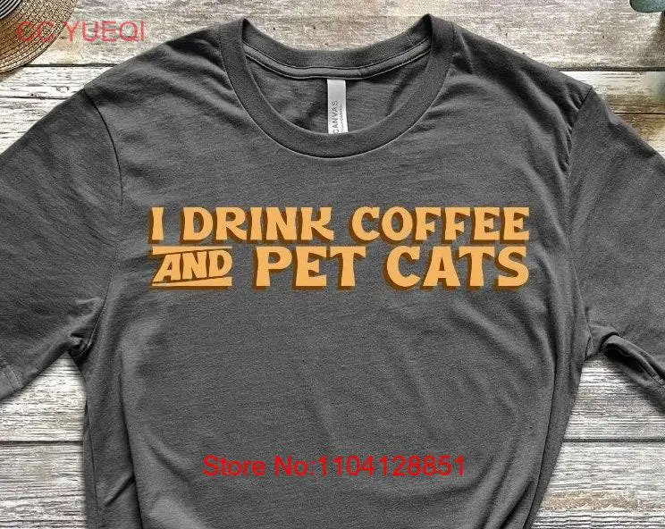 Bebo café y gatos de compañía camiseta amante Barista gatitos helado Latte Caramel Drizzle mangas largas o cortas