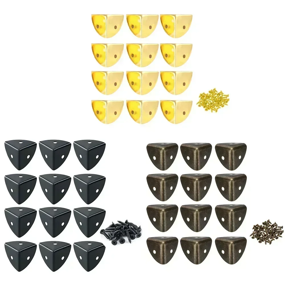 Safety Protector Edge Corner Protection With Screws Wooden Case 12pcs 2.5*2.5*2.5cm Antique Iron Bronze Vintage