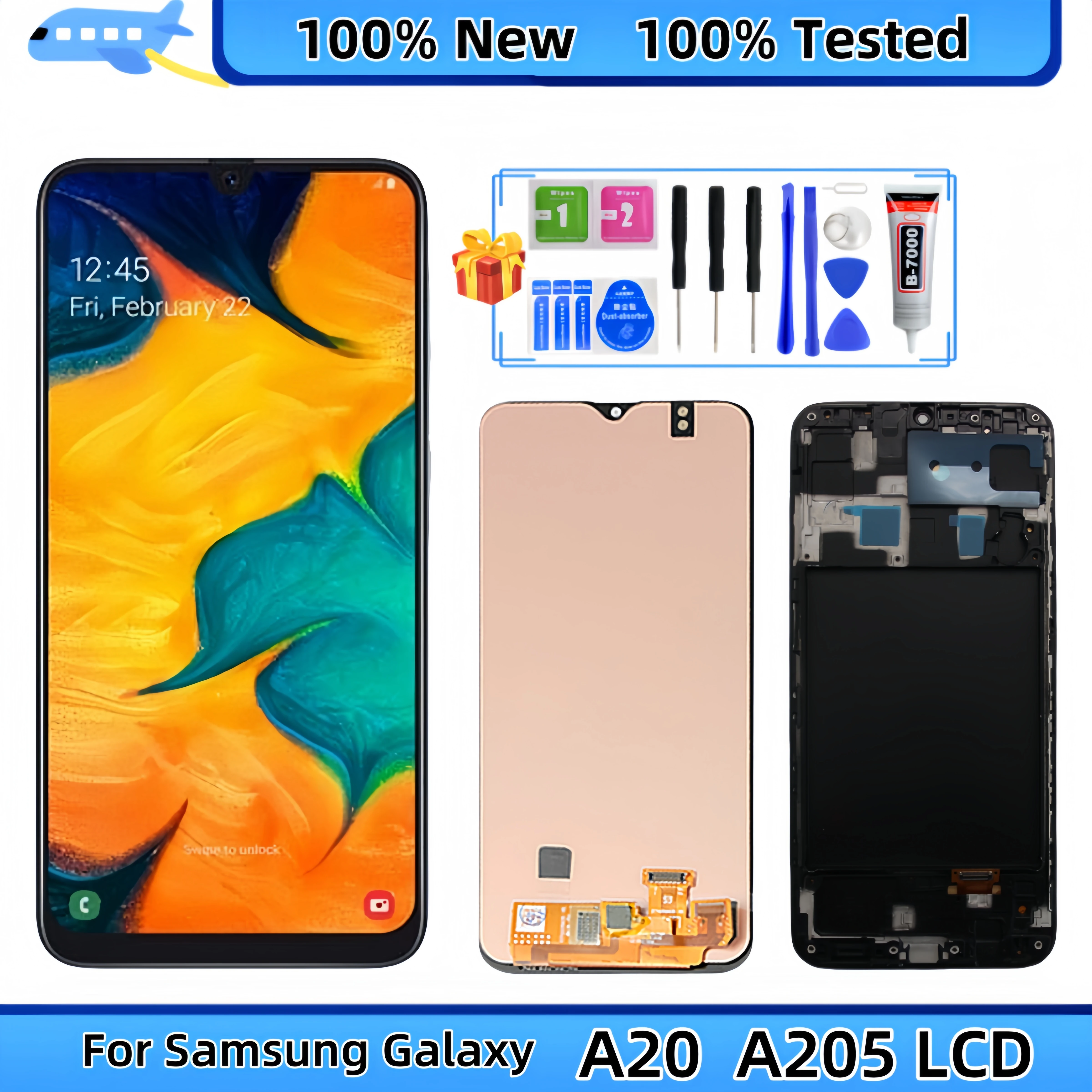 LCD Display Touch Screen Digitizer Assembly Replacement, Samsung Galaxy A20, A205, SM-A205F, A205FN, A205G, A205W, A205U