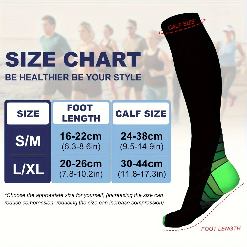 3 Pair Graduated Compression Socks for Men And Women - 20-30 Mmhg Athletic Running Socks with Black And Blue Design
