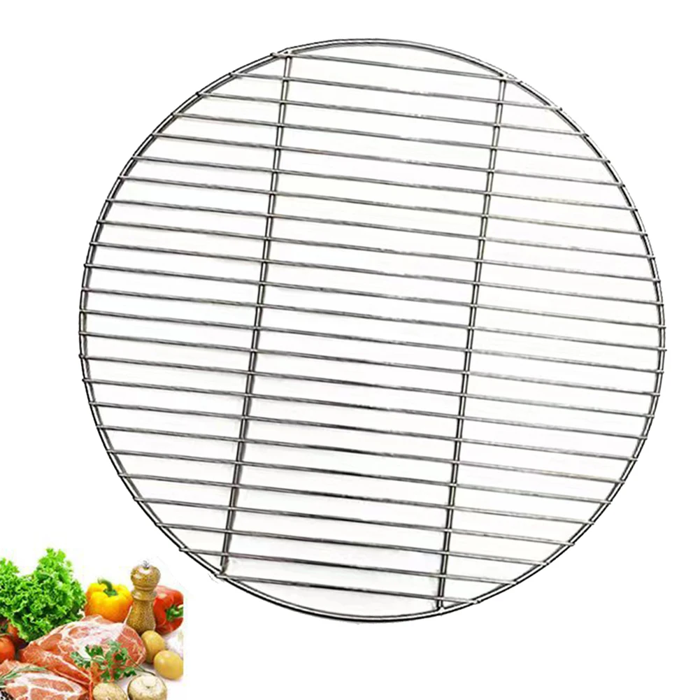 

1 Pc Camping Barbecue Mat 43cm/16.9inch Stainless Steel Circular Baking Tray Grid Pad For Outdoor Cooking Accessories