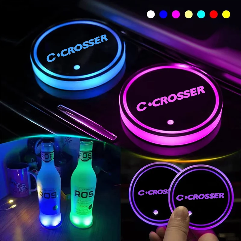 

Светящийся автомобильный держатель для чашки с водой, 7, красочный светодиодный атмосферный светильник, зарядка через USB для Citroen C-CROSSER, аксессуары с логотипом
