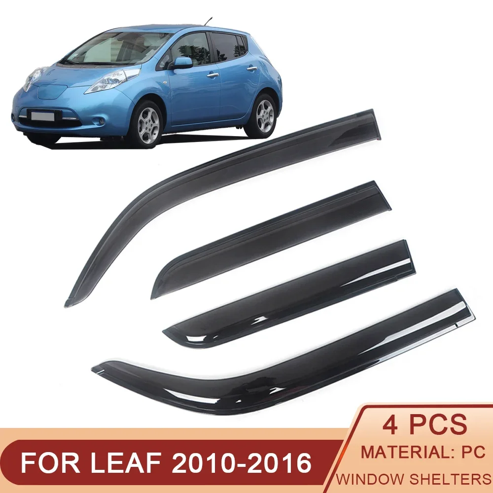 

For Nissan Leaf 2010-2016 Auto Side Window Wind Deflectors Visors Black Rain Guard Door Visor Vent Shades Dark Smoke Ventvisor