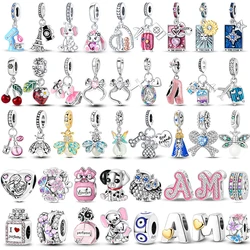 Hot Sale Charms Beads 925 Sterling Silver Pink Perfume Bottle Letter Luminous Firefly Tarot Card Beads Fit DIY Bracelets Jewelry