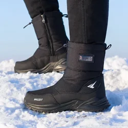 Botas de nieve cálidas de felpa para Hombre, zapatos de algodón de alta calidad, con plataforma, informales, para exteriores, invierno, 2024