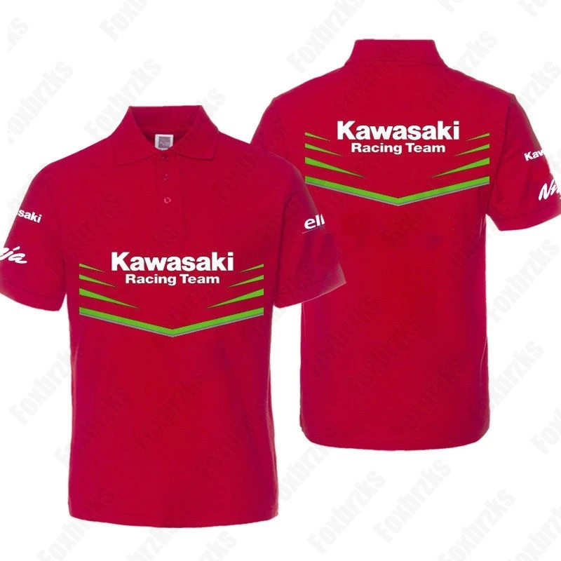 New All-match Motorcycle Heavy Machine Riding POLO Shirt Men\'s Summer Outdoor Riding Kawasakis Pure Short-sleeved T-shirt