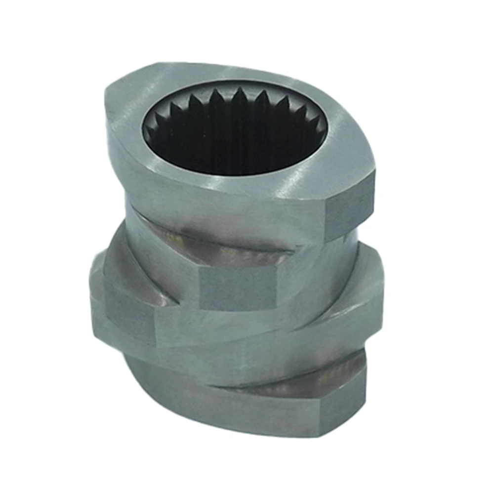 Custom plastic extruder screw elements and high-quality rubber machinery components; CNC-machined stainless steel helical screws