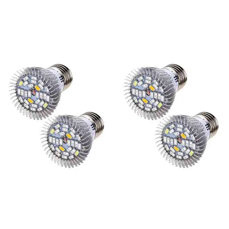 

A93E-4Pcs E27 Светодиодная лампа для роста растений 85-265В, полный спектр, 28Вт, для гидропоники, домашнего сада, теплицы