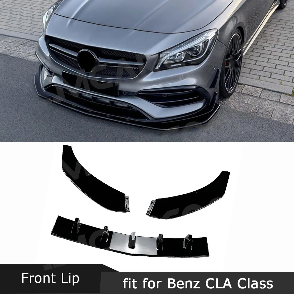 

JMCARCOOL ABS Car Front Bumper Lip Extension Spoiler for Mercedes Benz CLA Class C117 CLA200 260 CLA45 For AMG 2016-2019