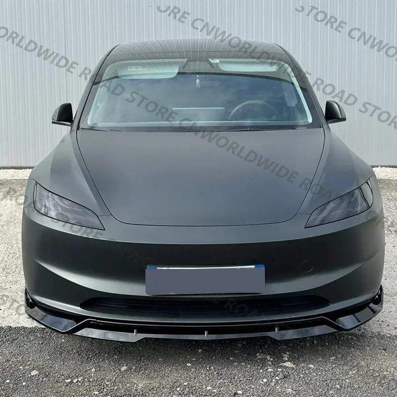 For Tesla 2024+ Model 3 Highland Body Kit Spoiler Rear Diffuser Front Bumper Lip Side Skirt Parts Aero Fast Tunning Matte Black