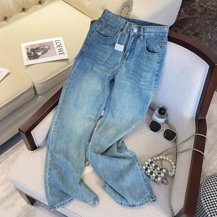 Y2K Women's Jeans Women American Straight Leg Soft Pants Streetwear High Waist Pants American Style Vintage Female Trousers