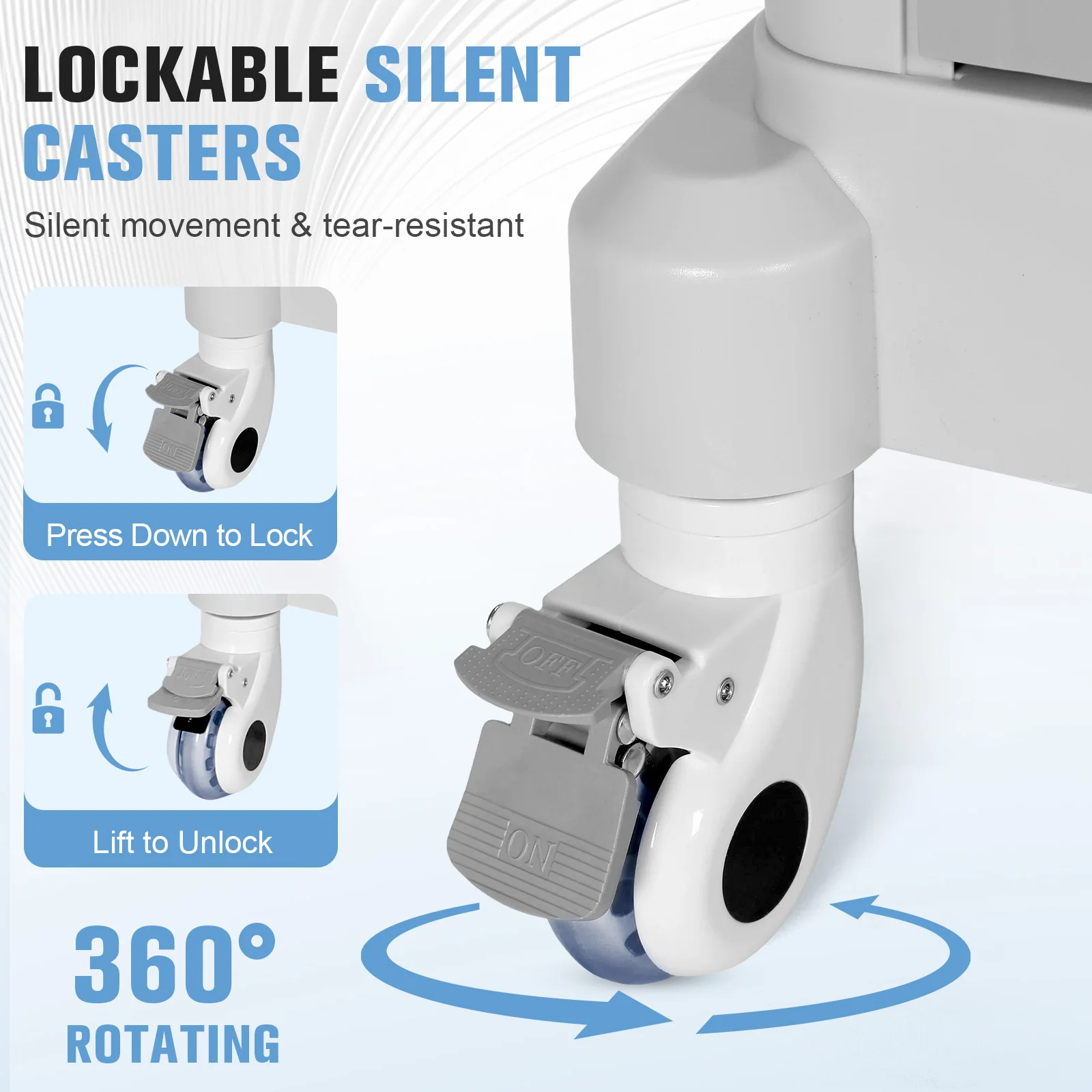 

Beauty Storage Utility Cart with 3 Drawers 4 Wheels Professional Utility Cart 66 LBS Load for Hospitals Offices Clinics Bedrooms