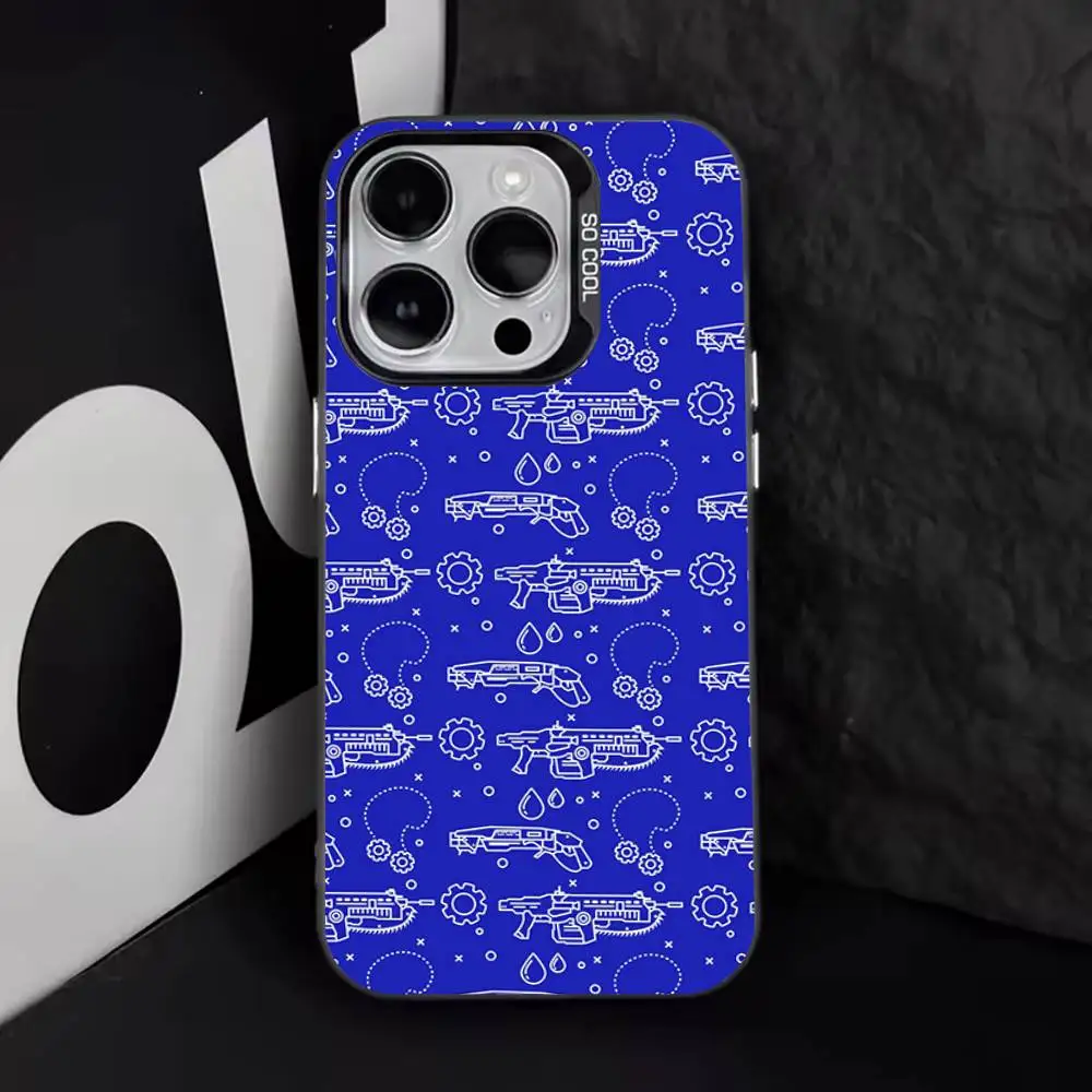 حافظة هاتف Game G-Gear Of Wars لهاتف iPhone 17,16,15,14,13,12,11,Pro,XS,Max,Plus,Mini,SE4,E غطاء أسود غير لامع مقاوم للصدمات