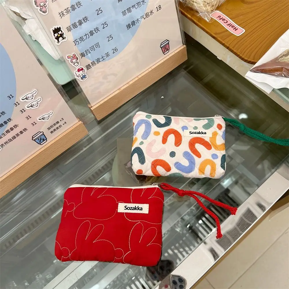 Fresh Flower Pattern Coin Purses Small Cotton Storage Bag Portable Zipper Pouch Lady Girls