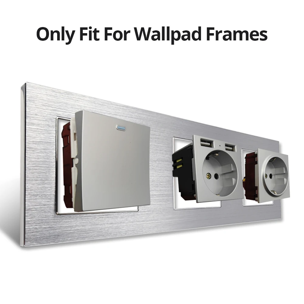 Wallpad Grey DIY Module Function Key Wall Light Reset Switch Toggle Button Electric Power Socket USB Charge Port 110 220V