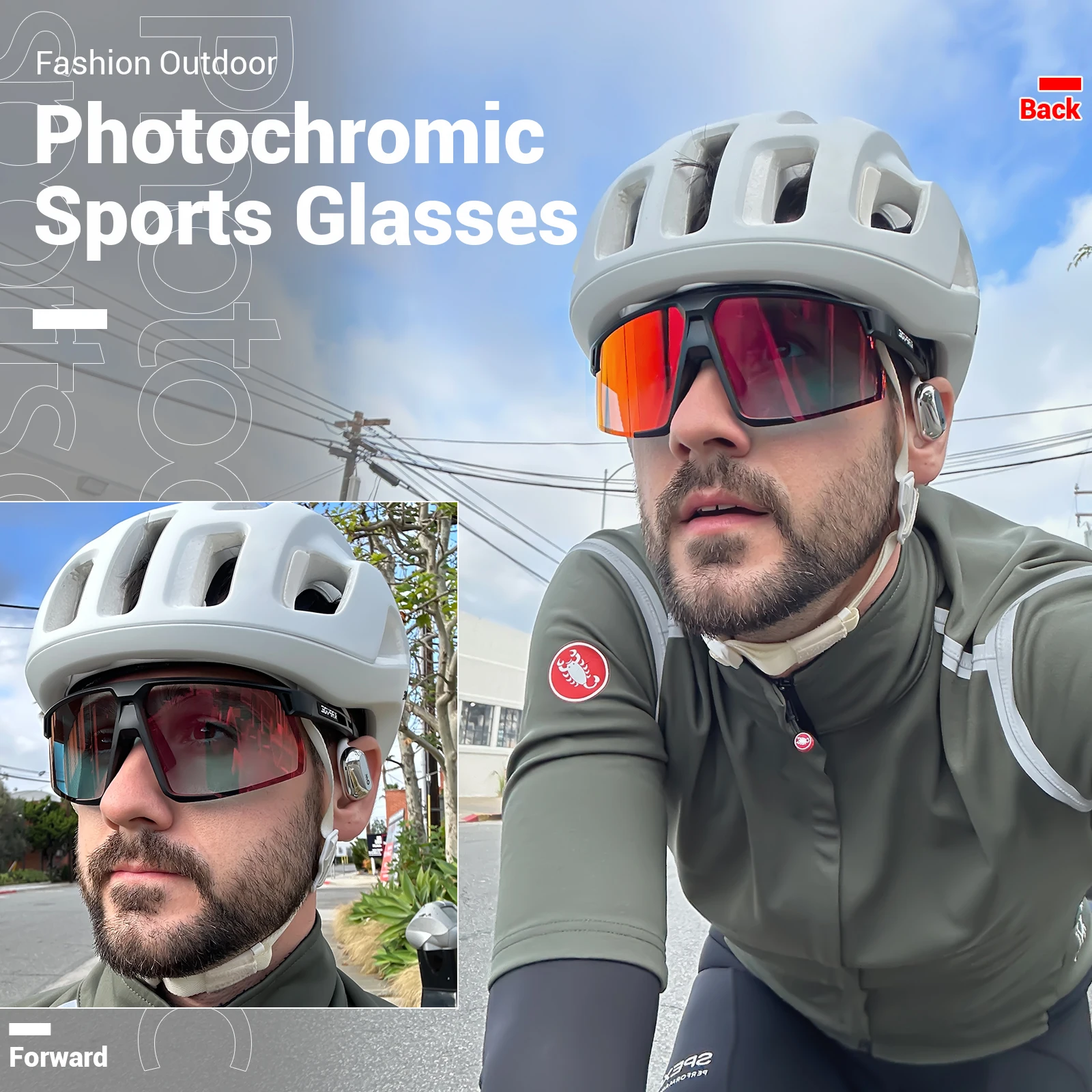 Kapvoe Sports Photochromic Cycling Glasses MTB UV400 Protection Glasses Fishing Hiking Eyewear Men Women Outdoor Riding Glasses