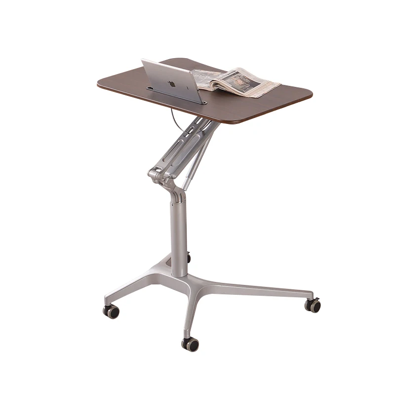 Mobile Folding Office Side Table Gas Lift Table Aluminum Leg Adjustable Work Table Mesa