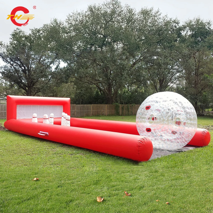 Inflatable  + 1 Zorb Ball+1 air pump+6 bowling ball High Quality Human Body Zorb Blowing Game