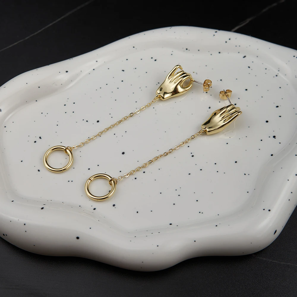 ENFASHION 2023 nowe Pendientes Hook ręcznie spadek kolczyki dla kobiet modne kolczyki w złotym kolorze moda biżuteria odzież na co dzień E 231492