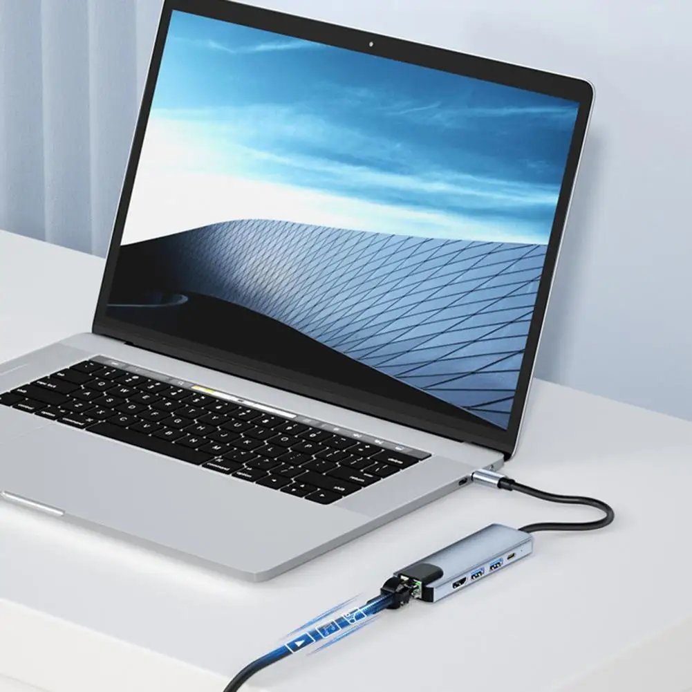 Estación de acoplamiento tipo C para ordenador, conveniente multipuerto de aleación de aluminio 5 en 1, Imagen Clara, Compatible con HDMI