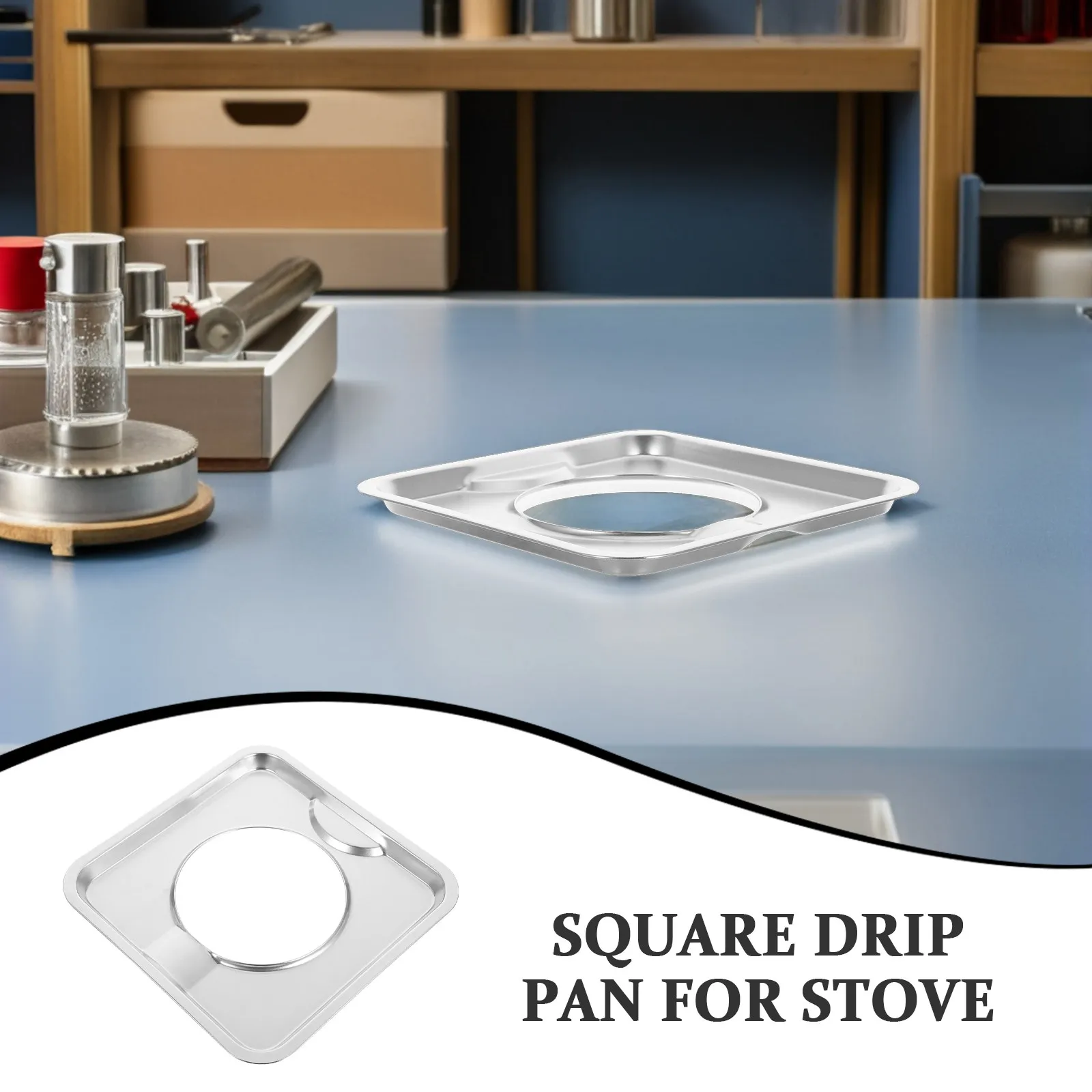 3Pcs Square Gas Range Drip Pan Stainless Steel Burner Covers Stable Roll Edge Stove Top Easy Clean Replacement Stove Burner Drip