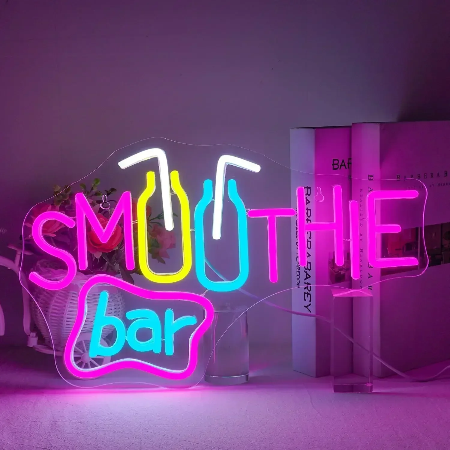 スムージーバー-ネオンサイン-ショップウィンドウ装飾-カラフルな調光可能なusb電源ledネオンライト-カフェ-ジュースバー-キッチン-ホームウォールデコレーション用