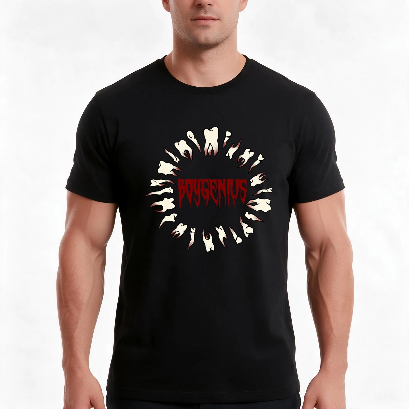 Boygenius tooth frame in red T-Shirt Summer Casual Cotton Tee Oversized Streetwear Tops Vintage Graphic Print 100% Cotton