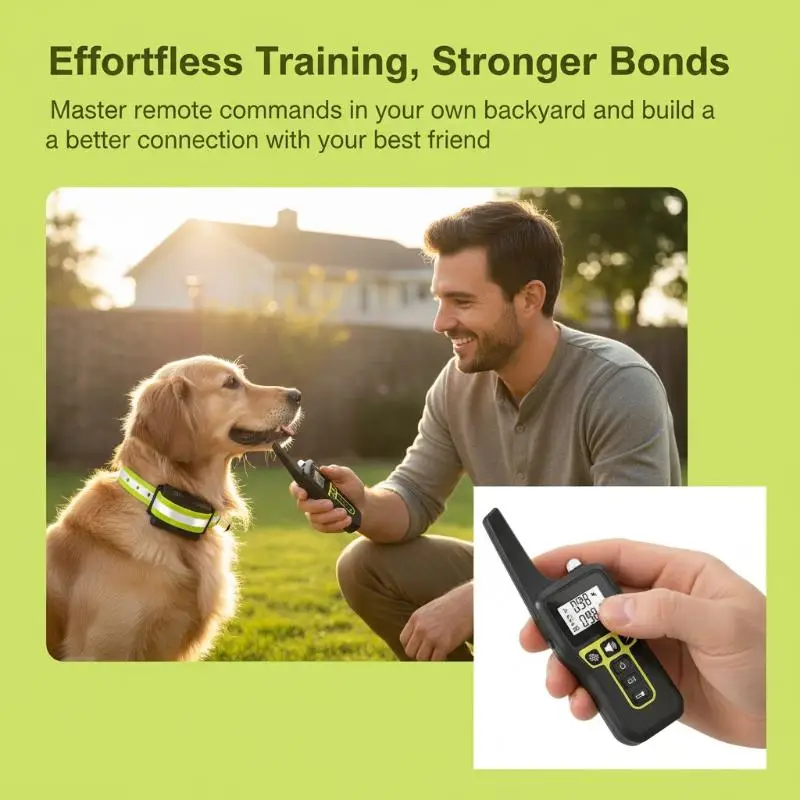 

Водонепроницаемый перезаряжаемый ошейник для дрессировки собак с дистанционным управлением, большой дальностью действия, для контроля лая и тренировок нескольких питомцев во время прогулок