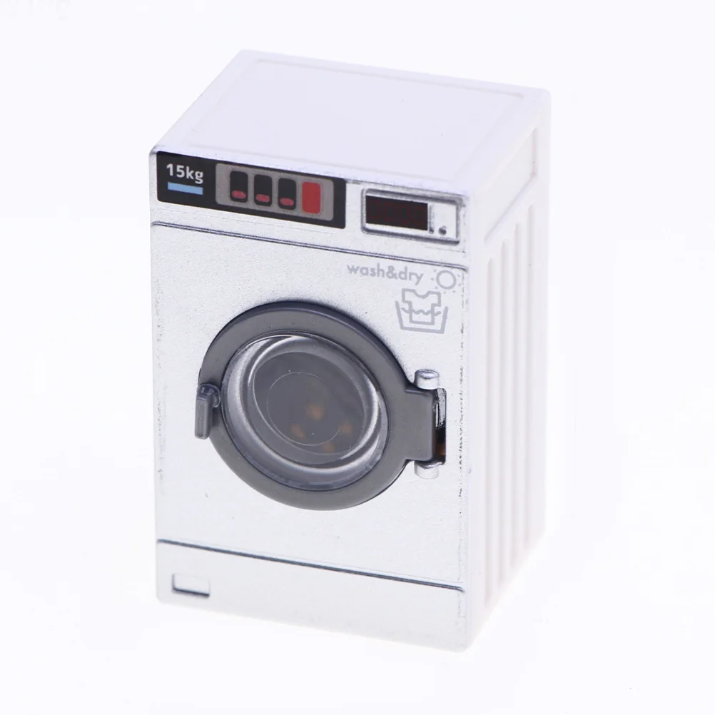 Miniature Simulation Washing Machine Model Dollhouse Laundry Room Furniture Pretend Play Housekeeping Toy Mini Washer Dryer For