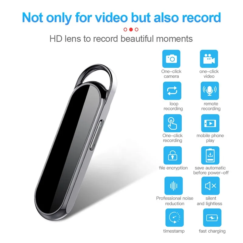 

256GB Digital Voice Recorder Camera 4GB-128GB Activated Dictaphone 1080P HD Noise Reduction Mini Audio Recording Camcorder