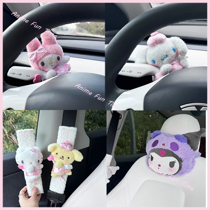 

Dream Angel Sanrio Hello Kitty Kuromi Cinnamoroll Melody Purin Safety Belt Shoulder Pads Car Car Wiper Decoration Auto Headrest