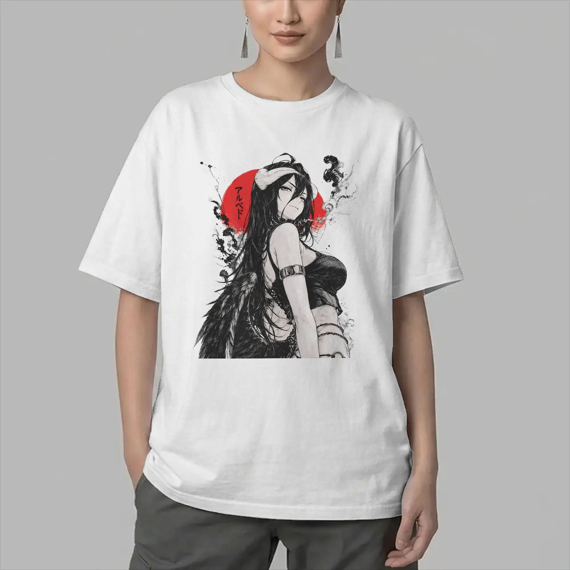 Albedo Overlords Anime T Shirt for Men Cotton Vintage T-Shirt Crew Neck  Tees Short Sleeve Clothes Summer