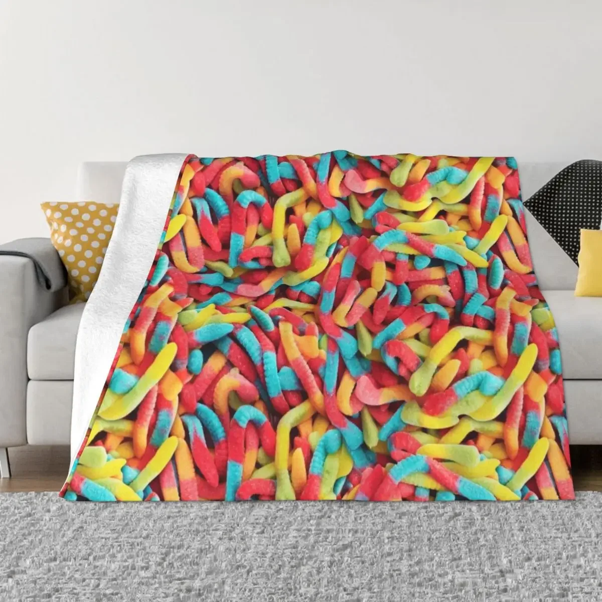 Neon Sour Gummy Worm Pattern Throw Blanket warm for winter Hair Blankets