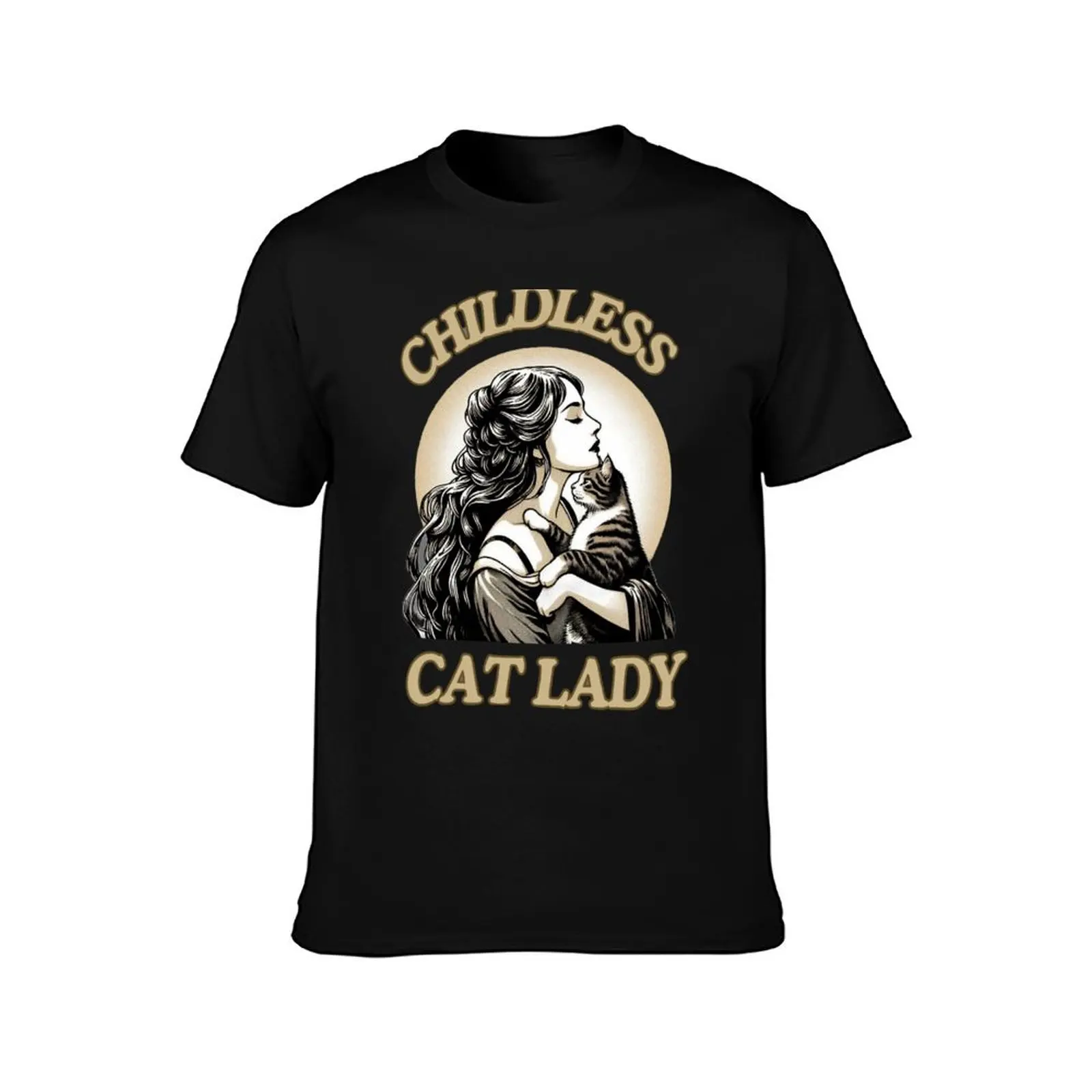 Fun 'Childless Cat Lady' T-Shirt Summer Casual Cotton Tee Oversized Streetwear Tops Vintage Graphic Print Unisex Men Women
