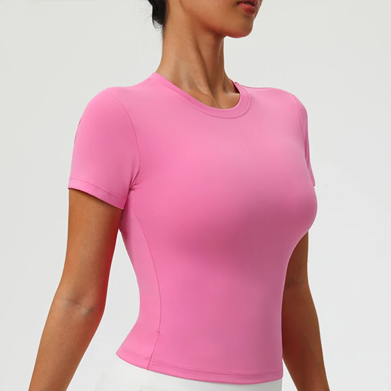 

Tight Yoga Suit Short Sleeved Breathable Running Sports T-Shirt High Stretch Women's Training Top Tight Fitting Clothes