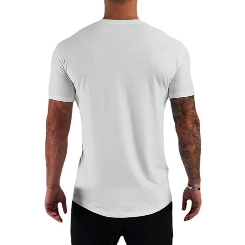Summer Running T-shirts Cotton Breathable Sports Short Sleeve Clothing Mens Workout Muscle Tees Gym Fitness Bodybuilding Shirts image 3