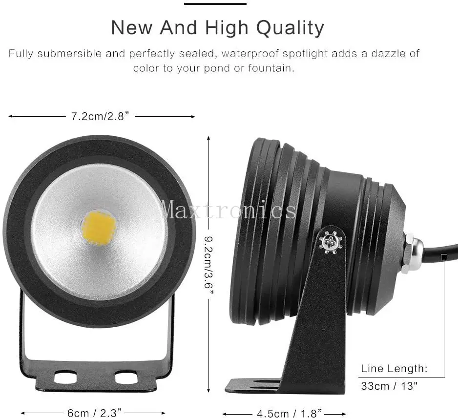 Luzes de inundação subaquáticas, RGB, branco, branco quente, fonte, piscina, aquário, lâmpada de jardim, DC 12V, 10W, IP68