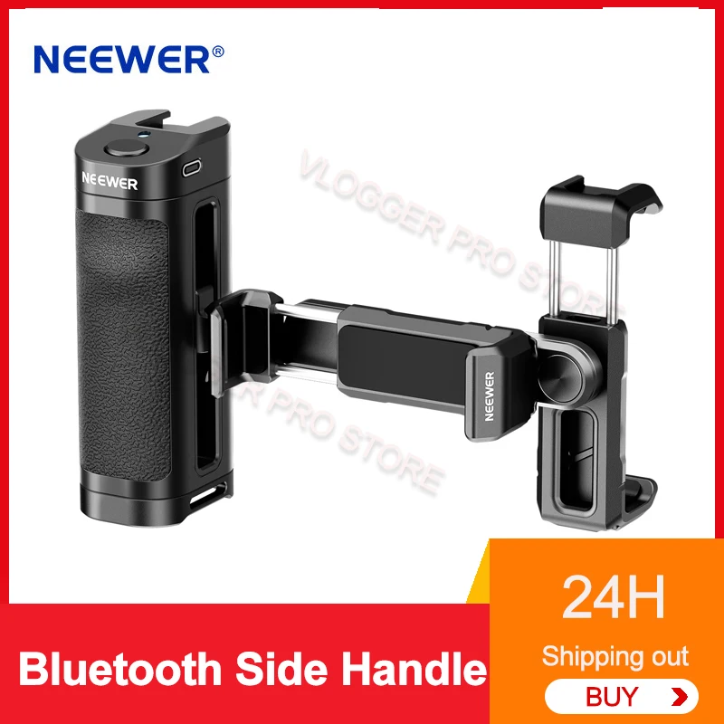 NEEWER PA028E Bluetooth-Compatible Side Handle with Phone Holder & SSD Holder 360degree Rotatable Clamps For Iphone 15 pro Max