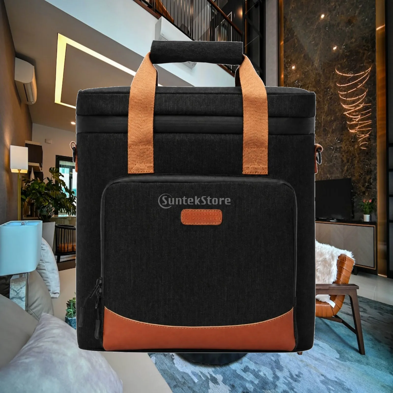 Vertical Insulated Cooler Bag Large Capacity 11-Liter Oxford Cloth Cooler Bag Lightweight Wipe-Clean for Picnics