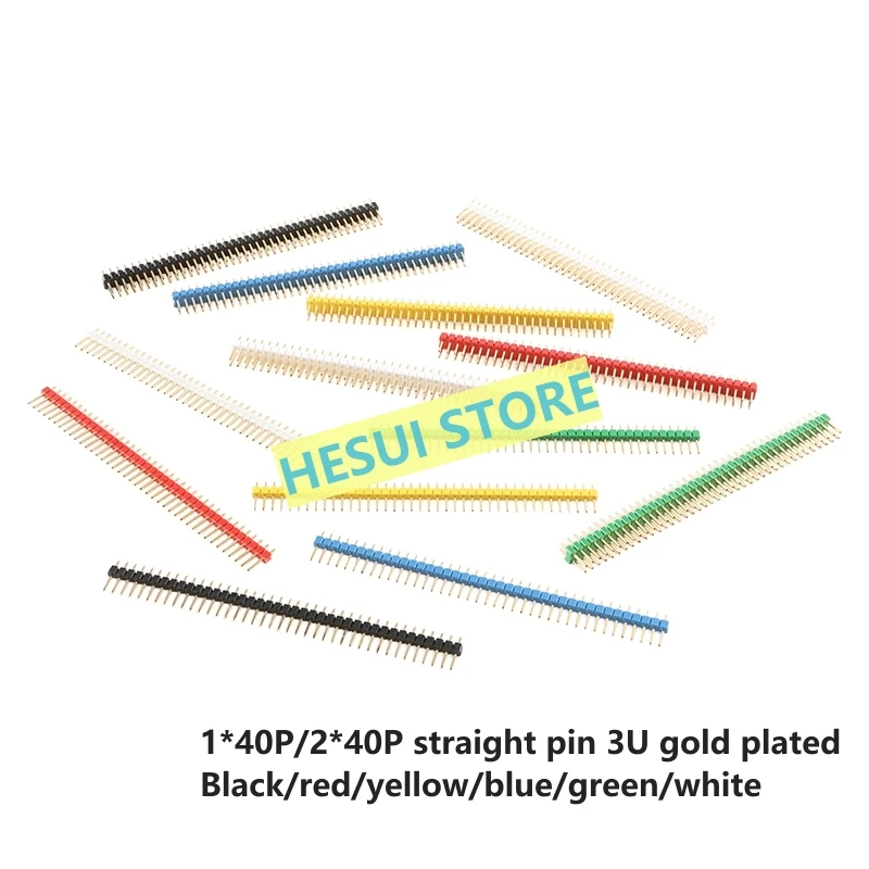 2.54mm pitch 1/2*40P single/double row needle straight needle High quality 3U gold plated white red yellow blue green