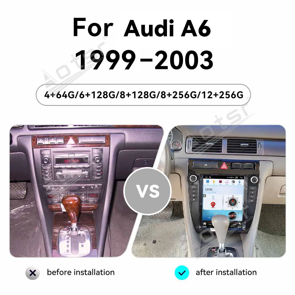 

Автомобильный радиоприемник 10,4 дюйма для Audi A6 1999-2003, автомобильный мультимедийный стереоплеер, GPS-навигация, Carplay Unit Andriod 15, автозапчасти DSP HD WIFI