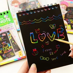 Cuaderno de piezas para niños, cuaderno de 10x14cm, Color mágico, papel de rascar arcoíris, libro de notas negro, juguetes de dibujo DIY, pintura de raspado, garabatos para niños, oficina, 1 unidad